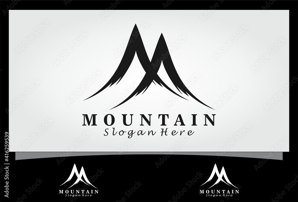 Sticker abstract mountain adventure vector logo