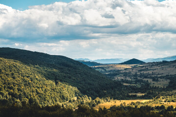 Carpathian mountains. Ukraine. Sunny sky, clouds. Beautiful nature