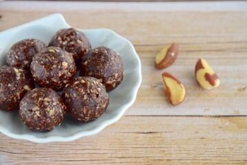 Healthy organic brazil nut coconut chocolate energy balls 