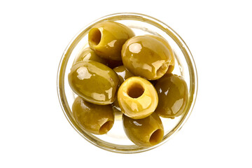 Green Olives, isolated on a white background. High resolution image