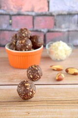 Healthy organic brazil nut coconut chocolate energy balls