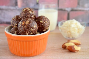 Healthy organic brazil nut coconut chocolate energy balls