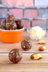 Healthy organic brazil nut coconut chocolate energy balls