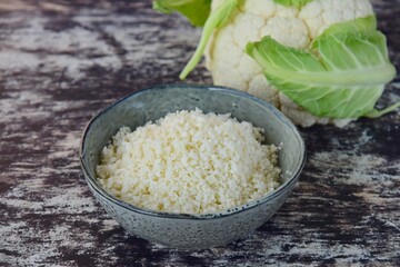 cauliflower rice in a bowl 