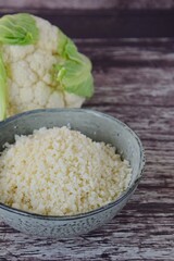 cauliflower rice in a bowl 