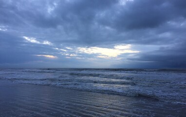 Dark cloudy sky at the seascape