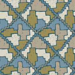 Colored painting seamless pattern. Grunge vector texture. Street style design with geometric shapes and sketched lines.