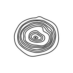 Outline piece of wood icon, doodle, black and white illustration. Vector Stock illustration.