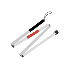 Walking stick for blind people on white background. Vector stock illustration.