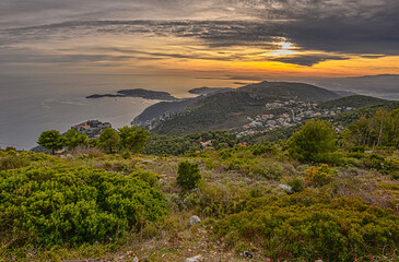 sunset over the sea and the French riviera
