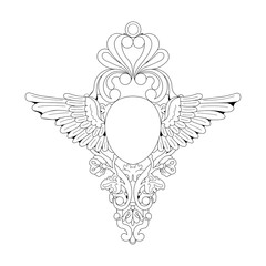 Fototapeta premium Stone and wings. Decoration and jewelry.