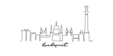 Obraz premium Budapest skyline - continuous one line drawing