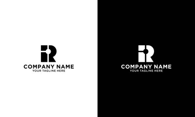 Minimalist of Letter R with Connect logo design concept. Technology logo template