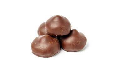 chocolate candies isolated on white background.