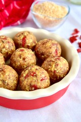Vegan healthy sweet almond goji berry coconut energy balls