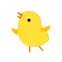 Cute yellow happy chick icon isolated on white background. Minimalistic hand drawn vector illustration for Easter, Birthday card, decor.