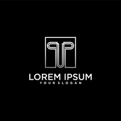 initial letter t logo with box line art modern concept, gradien colour. premium vektor, part 7