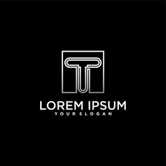 initial letter t logo with box line art modern concept, gradien colour. premium vektor, part 9