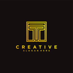 initial letter t logo with box line art modern concept, gradien colour. premium vektor, part 5