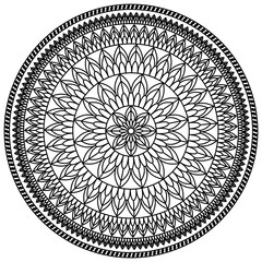 Simple Mandala Shape for Coloring. Vector Mandala. Circular. Flower. Oriental. Coloring Book Page. Outline.
