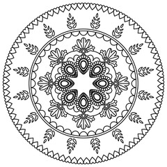 Simple Mandala Shape for Coloring. Vector Mandala. Circular. Flower. Oriental. Coloring Book Page. Outline.
