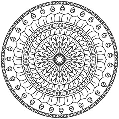 Simple Mandala Shape for Coloring. Vector Mandala. Circular. Flower. Oriental. Coloring Book Page. Outline.
