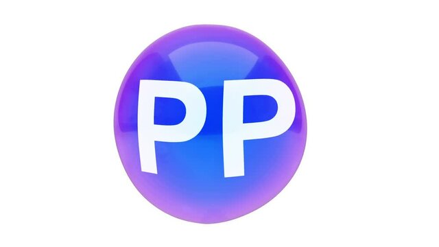 3D animation of a bubble sphere mineral PP polypropylene floating on a white background with alpha layer