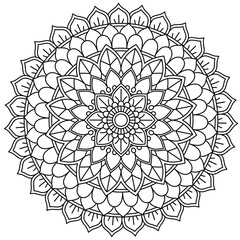 Simple Mandala Shape for Coloring. Vector Mandala. Circular. Flower. Oriental. Coloring Book Page. Outline.
