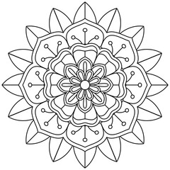 Simple Mandala Shape for Coloring. Vector Mandala. Circular. Flower. Oriental. Coloring Book Page. Outline.
