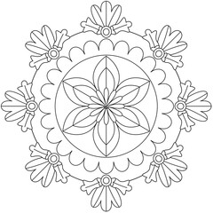 Simple Mandala Shape for Coloring. Vector Mandala. Circular. Flower. Oriental. Coloring Book Page. Outline.
