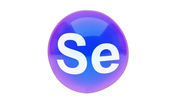 3D animation of a bubble sphere mineral Se selenium floating on a white background with alpha layer