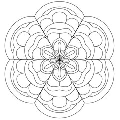 Simple Mandala Shape for Coloring. Vector Mandala. Circular. Flower. Oriental. Coloring Book Page. Outline.
