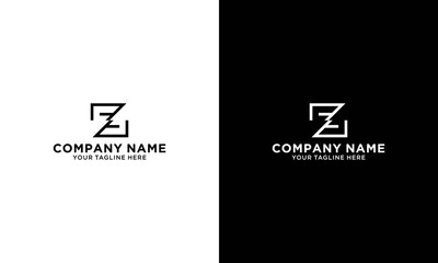 black white orange square letter Z alphabet logo design icon for company