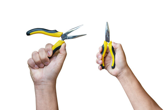 Yellow and black pliers on the hand