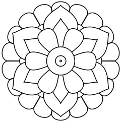 Simple Mandala Shape for Coloring. Vector Mandala. Circular. Flower. Oriental. Coloring Book Page. Outline.
