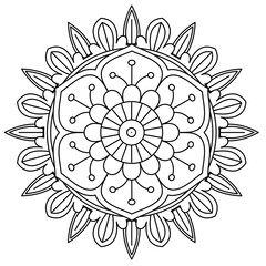Simple Mandala Shape for Coloring. Vector Mandala. Circular. Flower. Oriental. Coloring Book Page. Outline.
