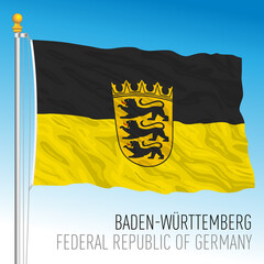Baden Wurttenberg lander flag, federal state of Germany, europe, vector illustration