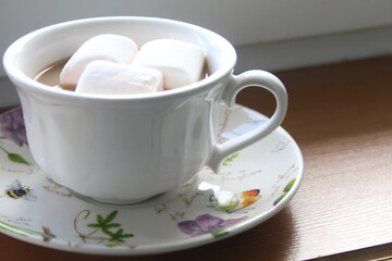 cup of coffee with marshmallow