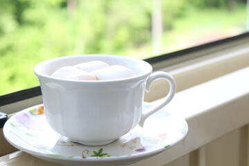 cup of cappuccino with marshmallow