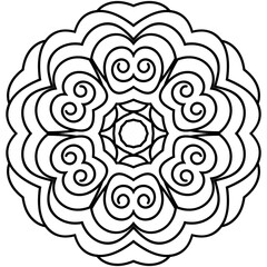 Simple Mandala Shape for Coloring. Vector Mandala. Circular. Flower. Oriental. Coloring Book Page. Outline.
