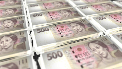 3D Bunch of 500 Czech Republic  Korun Money Banknote