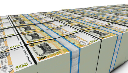 3D Pile of 500 Moldova Lei Money banknote