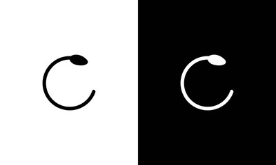 Illustration of restaurant with initials C with a fork and spoon logo design.