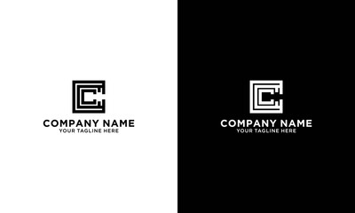 Monogram letter C logo CCC crest initials business card emblem, parallel lines shape