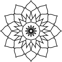 Simple Mandala Shape for Coloring. Vector Mandala. Circular. Flower. Oriental. Coloring Book Page. Outline.

