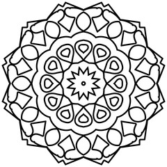 Simple Mandala Shape for Coloring. Vector Mandala. Circular. Flower. Oriental. Coloring Book Page. Outline.
