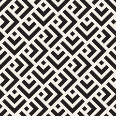 Vector seamless pattern. Repeating geometric black and white lines. Abstract lattice background design.