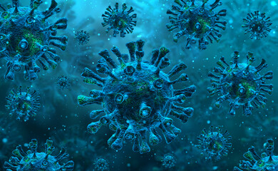 Fototapeta na wymiar Coronavirus covid-19 under the microscope. Science epidemic infection concept. 3D rendered illustration