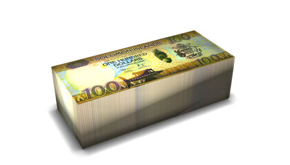 Solomon Islands 100 Dollars Banknotes Money Stack on White Background