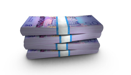 3D Stack Banknote of Samoa 50 Tala Money